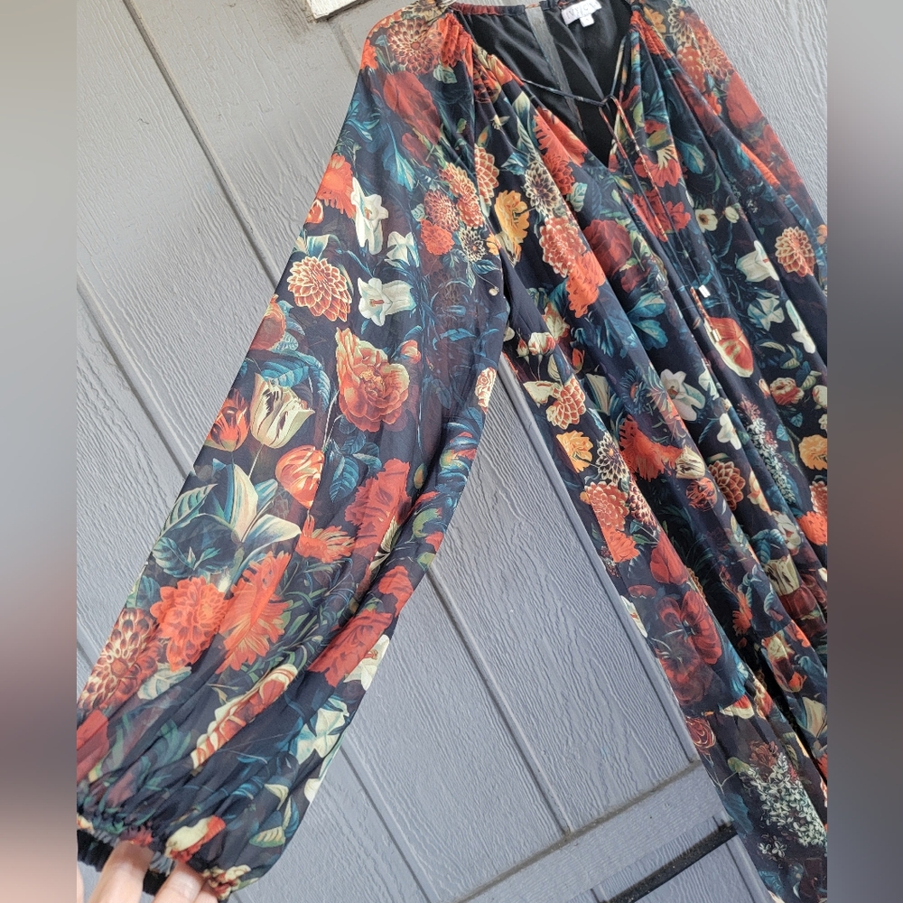 Ivy City Co Imogen Moody Floral Tiered Skirt Maxi Dress 1X - Picture 10 of 12